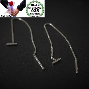 

OMHXZJ Wholesale EA585 European Fashion Hot Fine Woman Girl Party Birthday Wedding Gift Simple 925 Sterling Silver Earring Lines