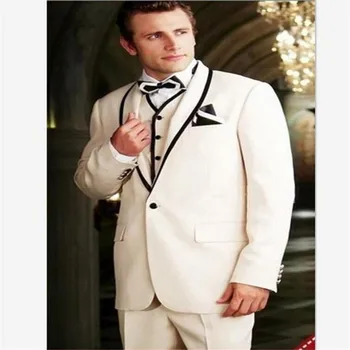 

New Classic Men’s Suit Smolking Noivo Terno Slim Fit Easculino Evening Suits For Men Beige Groom Tuxedo Wedding Groomsman Peaked