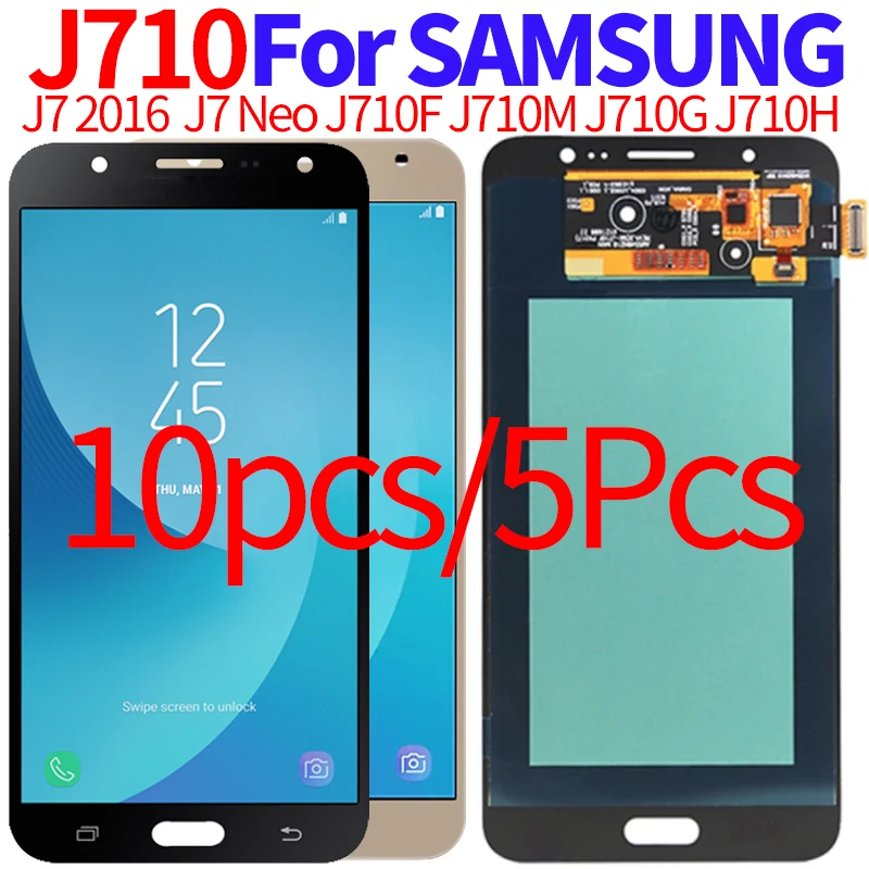 5 шт./10 шт. для SAMSUNG Galaxy J7 2016 J710 J710G J710F ЖК-дисплей сенсорный экран дигитайзер сборка