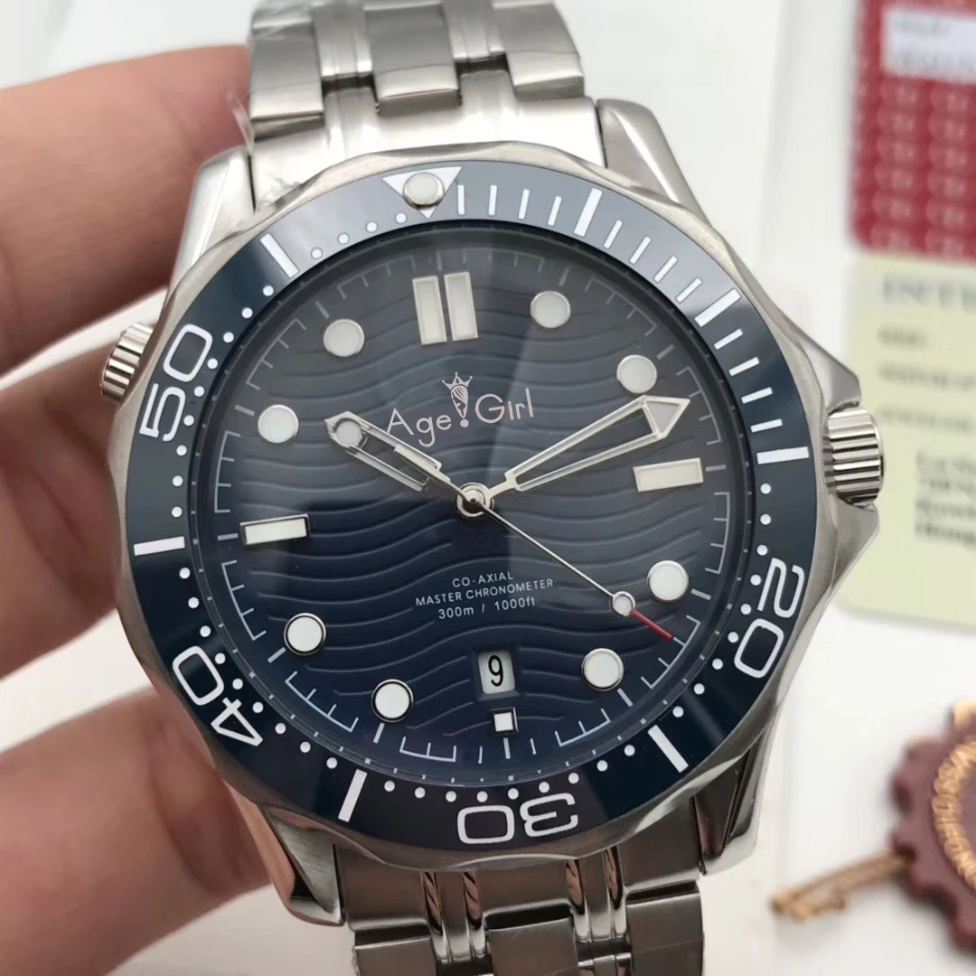 

Famous Brand New Men Automatic Mechanical Silver Black Blue James Bond 007 Ceramic Bezel Crystal Sapphire Watch Luminous Sport