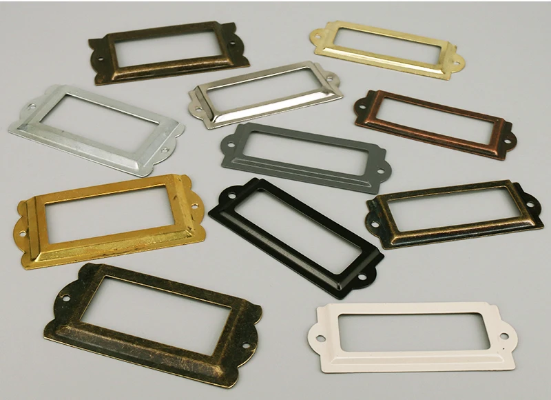 Lot De 50 Porte-Étiquettes Métal Pour Tiroirs - Style Rétro Vert Bronze - 7x3.3cm Avec Vis Incluses