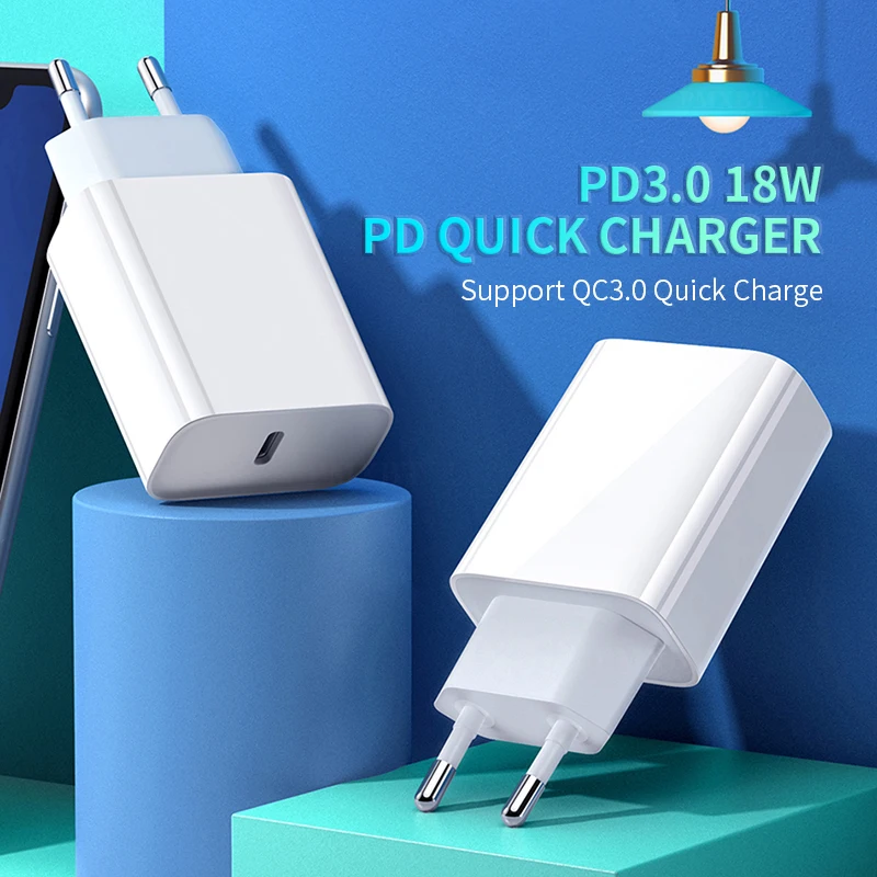 18 Вт PD USB Type C зарядное устройство адаптер для iPhone 11 Pro X Xs MAX Samsung S20 QC 3 0 Быстрая