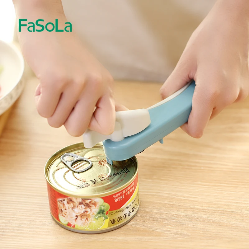 FaSoLa Professional Handheld Manual Stainless Steel Can Opener Side Cut Jar Opener Kitchen Tools Multi Function Accessories
