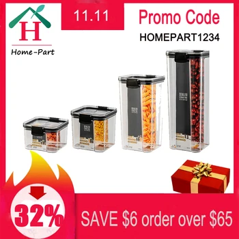 

1PCS 700/1300/1800ML Storage Container Jar Food Grade Plastic Kitchen Refrigerator Noodle Box Multigrain Transparent Sealed Jar
