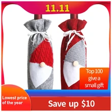 Новые Винные сумки красные чехлы для винных бутылок подарочный упаковочный мешочек для Свадьбы вечерние украшения Винные сумки рождественские украшения стол Рождество# A