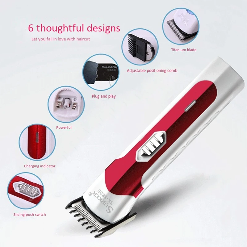 SURKER SK-5805, перезаряжаемая машинка для стрижки волос, мужская электробритва, триммер для бороды, машинка для стрижки волос, триммер для волос, EU Plug