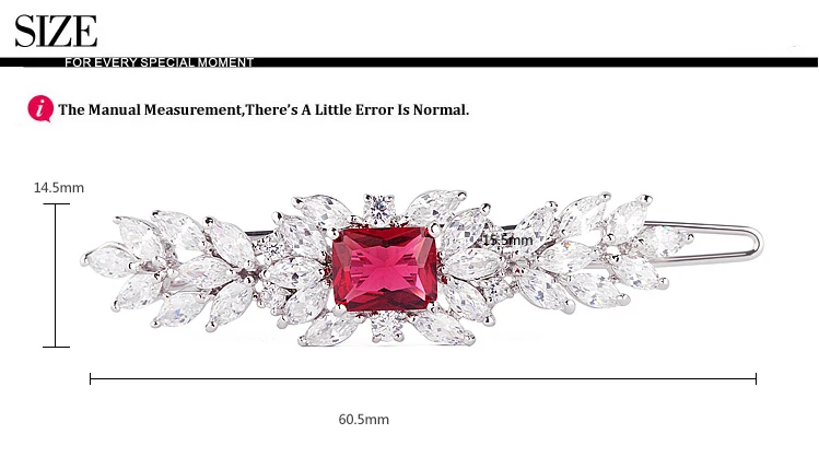 LUOTEEMI New Fashion Sweet Rainbow Color Hair Clips Pins AAA Cubic Zironia Hair Barrettes For Women Wedding Bridal Hair Jewelry