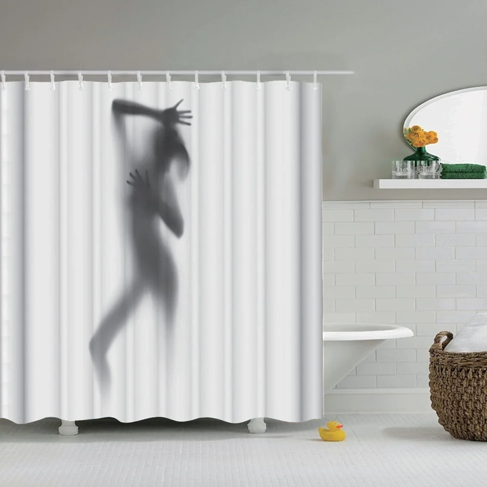 12 Hooks American Flag Pattern Bathroom Shower Curtain Set Art Bath Curtains 