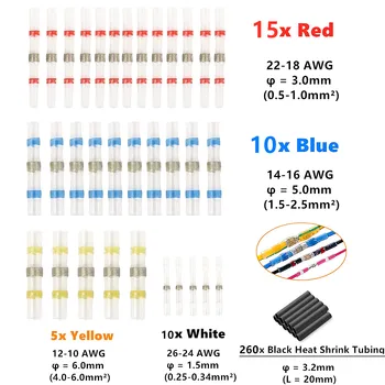 

300pcs Seal Heat Shrink Solder Sleeves Waterproof Fast Butt Terminals Electrical Wire Connectors Shrink Tube Splice Terminal Kit
