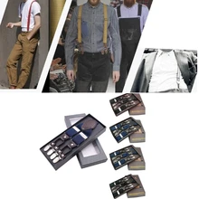 Мужские y-образные твердые или подтяжки в горошек Нескользящие 6 зажимов эластичные регулируемые подтяжки