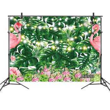 

Tropical Plants Leaves Flamingo Photo Background Photography Child Portrait Background Photographic Backdrop For Photo Studio