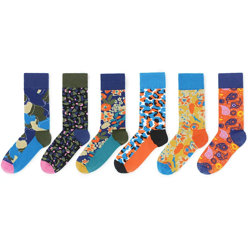 Модные носки; сезон осень-зима; модели в европейском и американском стиле; камуфляжная обувь для скейтборда; леопардовые хлопковые носки