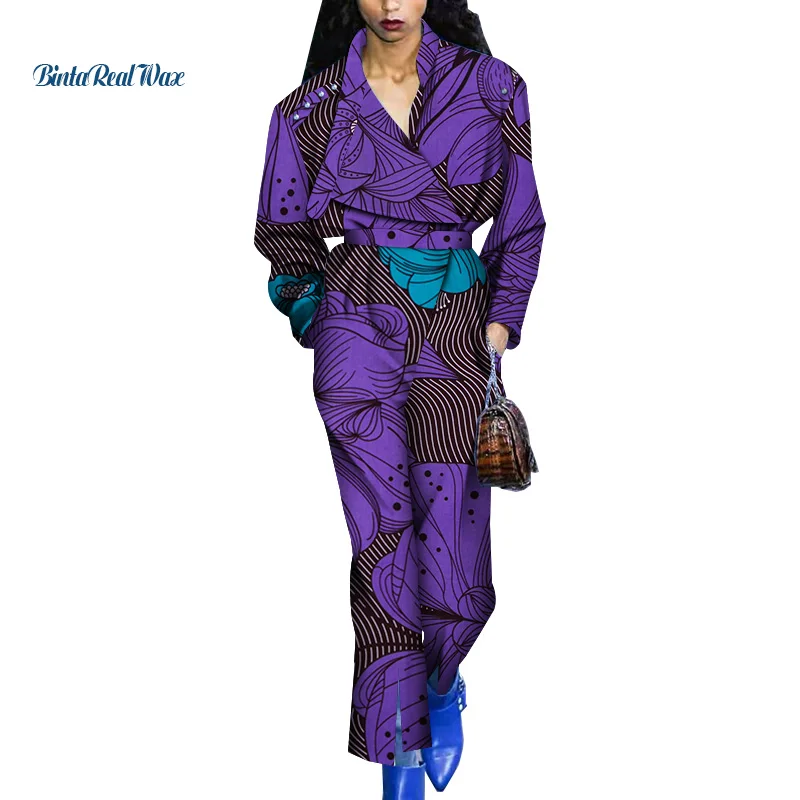 Осенний комбинезон модный Африканский воск печати комбинезон для женщин Базен Riche Плюс Размер 6XL африканская женская одежда WY4931 - Цвет: 3
