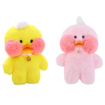 

2 Pcs INS Cafe Plush Figure Toys Duck Stuffed Animal the Internet Star Hyaluronic Acid Duck Mini Duck Pink Cheek, Pink & Yellow