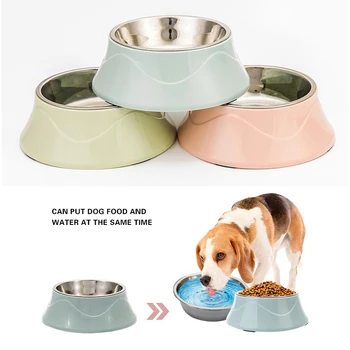 

Dog Cat Bowls Round Food Water Feeder Durable Stainless Steel Pets Drinking Feeding Bowls for Puppy Cats Eating Supplies