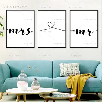 

Modern Picture Nordic Mrs And Mr Canvas Painting Home Decor Nordic Wall Art Romantic Print Minimalist Decor Painting For Bedroom