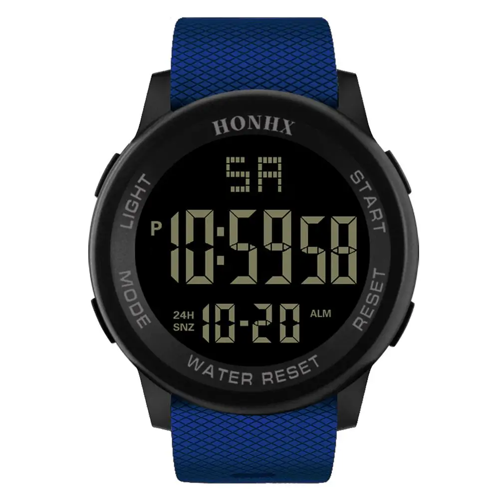 

HONHX Sports Watch Men Famous Brand LED Digital Male Clock Display Date Waterproof Wristwatch Blue Relojes Para Hombre 9340F-653