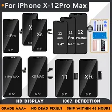 

3A+ LCD For iPhone X XS XR 12 11 Pro Max LCD Touch Screen Replacement For iphone XR XS 11Pro Max No Dead Pixel Tempered Glass