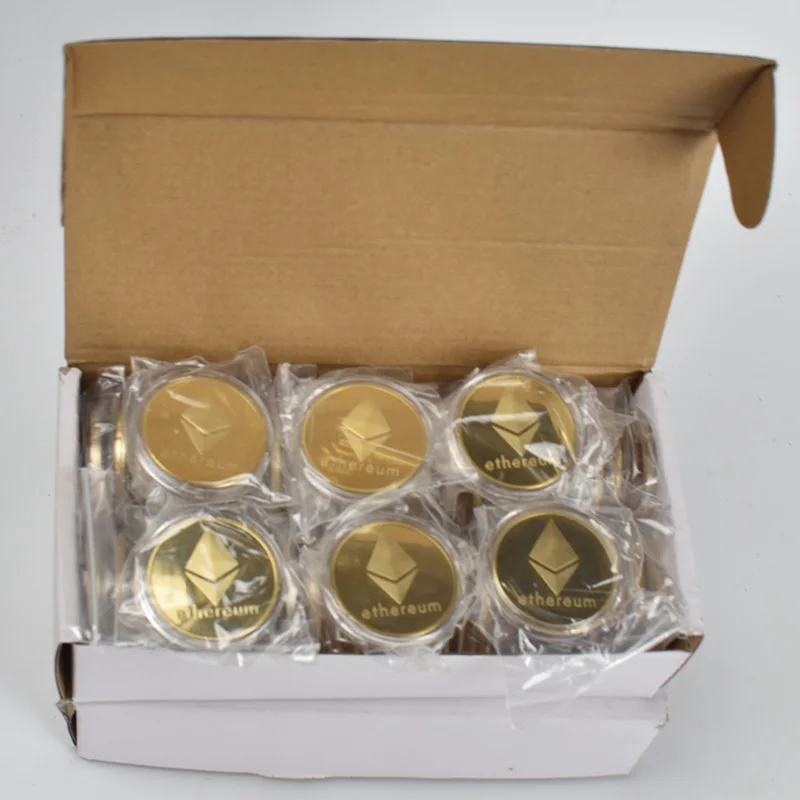 

100pcs/Lot Collectibles Ethereum coin ETH Coin Metal Physical Coin Commemorative Coins For Souvenir