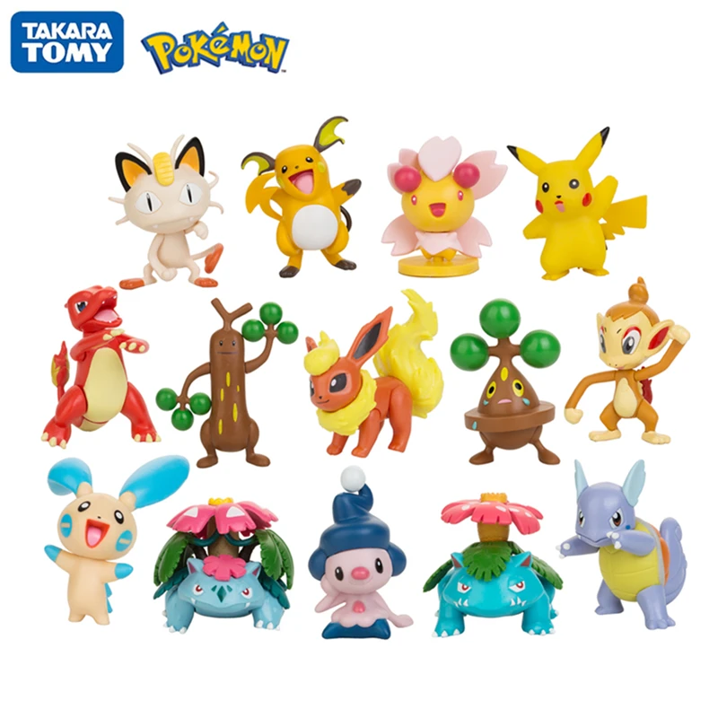 

6-9cm Pokemon Pet Figures Dolls Collection Pikachu Raichu Charmeleon Flareon Mime Jr. Meowth Venusaur Anime Model Toys Kids Gift