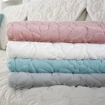 

1pcs Sofa Cover Solid Color Plush Couch Cover Seat L Sofa Sofa Europe Cushion Non-Slip Corner Towel Style Leather