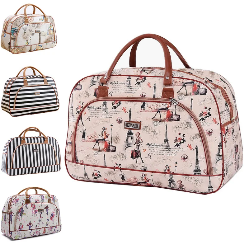 Женская дорожная сумка из искусственной кожи органайзер кожаная с принтом для