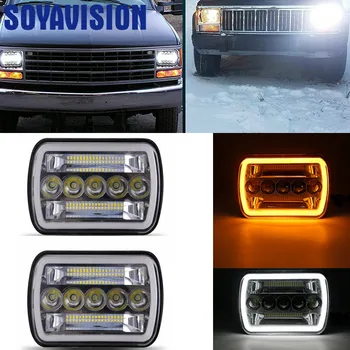 

High Quality 7x6'' 5X7" Waterproof LED Projector Headlight Bulb Hi-Lo Beam Halo DRL for Jeep Cherokee XJ Car Light Accessories