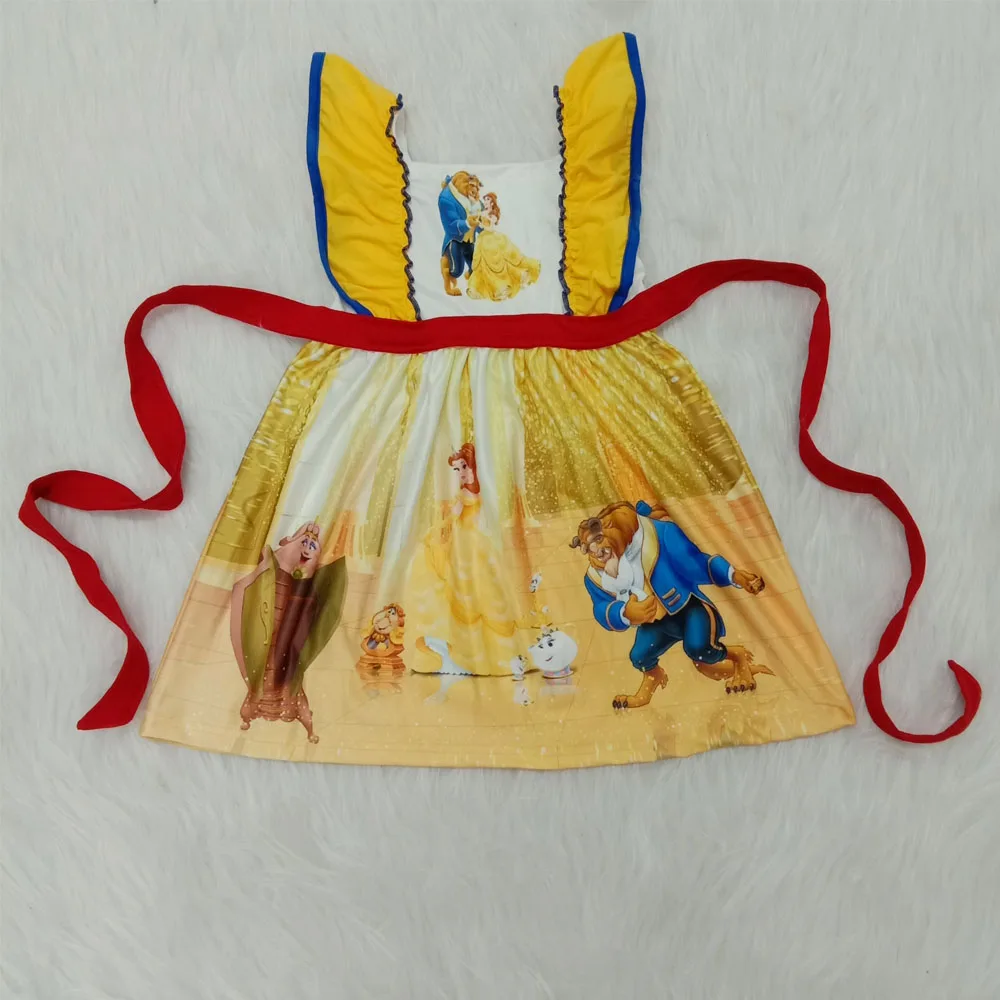 

Yellow Princess Short Sleeve Belt Boutique Child Girl Boutique Dress