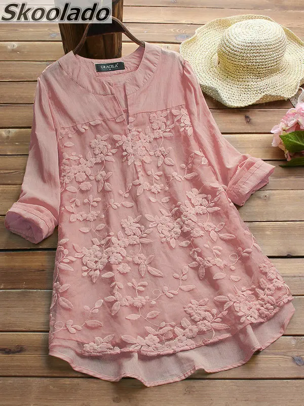 

good quality material linen cotton Women lace Short Sleeve tops Summer Solid linen blouse Female elegant breathable tops oversea