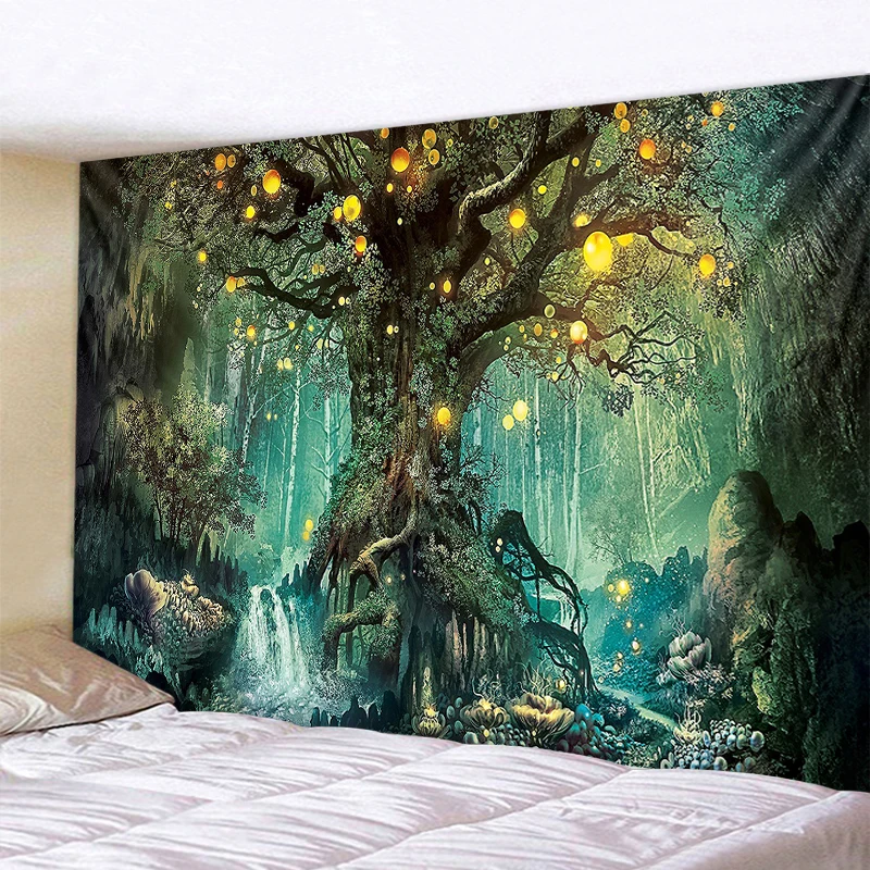 

Wish tree 3D printing tapestry wall hanging psychedelic decoration wall carpet bed sheet Bohemian Hippie home decoration