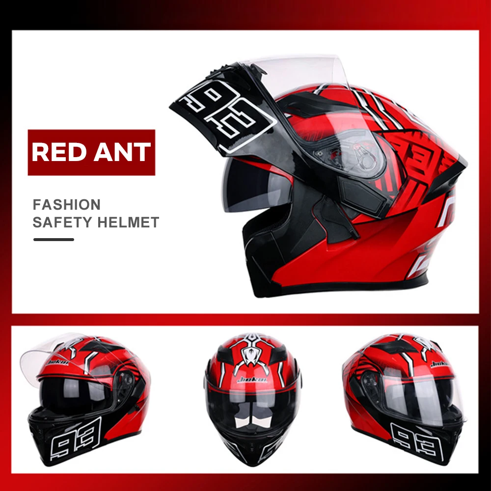 

Pratical Helmet Motorbike Full-Face Motorcycle Gradient Horn Red Ant Plastic Universal Full Face Motorcycle Helmet
