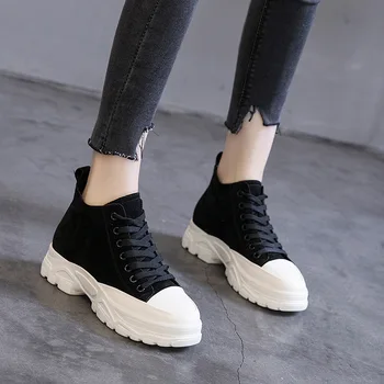 

Tleni 2019 spring new leather women's running shoes fashion casual thick-soled wild cake shoes wild sports women ZD-228