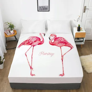 

3D Fitted Sheet Bed Mattress Fitted Cover Custom Design Bed Linens Sheets Bedsheet 120x200 Animal Flamingo Printed Bedding