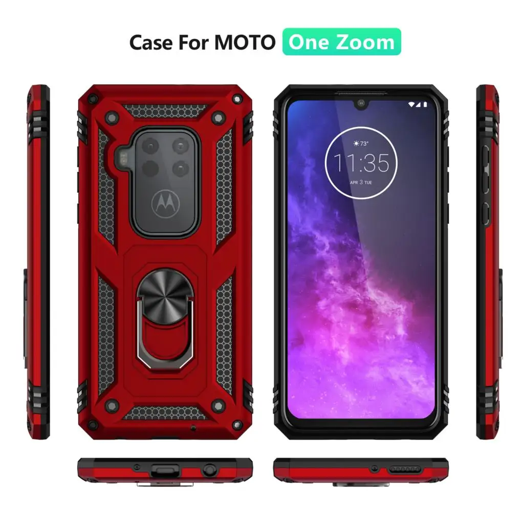 Роскошное металлическое кольцо-держатель телефона чехол для Motorola Moto One Zoom противоударный чехол для Moto One Pro Броня бампер чехол