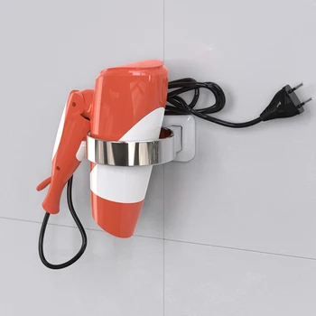 

Hot Magic No Trace Stickers Wall-Mounted Storage Racks Creative Suction Cup Hair Dryer Holder Comb Rack Stand Bathroom Supplies