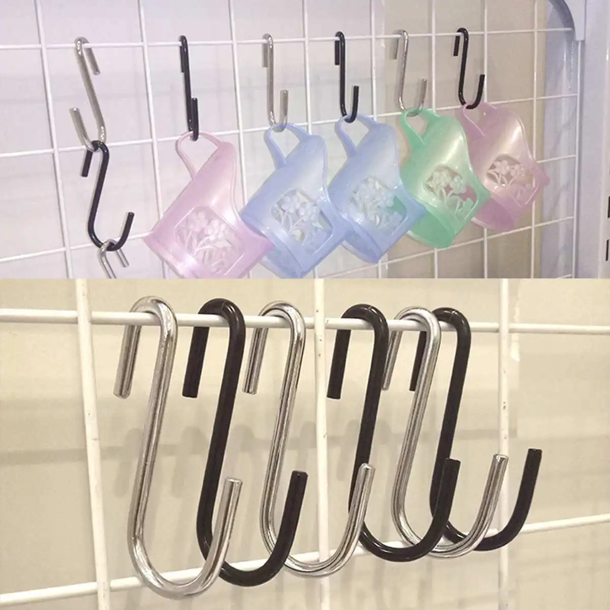 

5pc Powerful Carbon steel S Shaped Hanger Hook Kitchen Bathroom Clothing Hanger Hooks Railing Clasp Holder Hooks for Pot Hanging