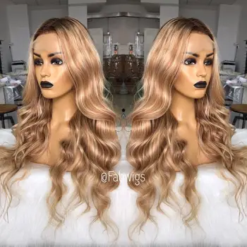 Fabwigs Transparent Lace Wigs Highlight Lemi Color T4/27 613 Lace Front Wigs PrePlucked Blonde Colored Human Hair Wigs Brazilian 6