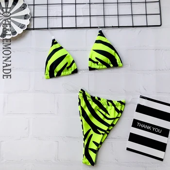 

LOVE & LEMONADE Sexy Animal Print Transparent Strap Bra Two-Pieces Women'S Swimsuit Bikini LMSW42