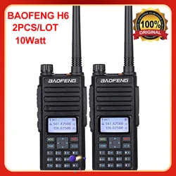 BaoFeng – walkie talkie émetteur récepteur puissant 10W, longue portée 50 KM, Radio bidirectionnelle Portable, 2 pièces/lot, nouvelle collection BF H6 2021 