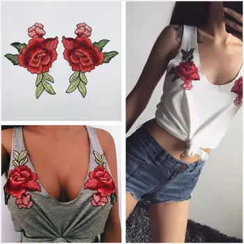 

1Pair Flower Applique Embroidered Sew on Patches For Clothes Dress Diy Decoration Repair High Quality