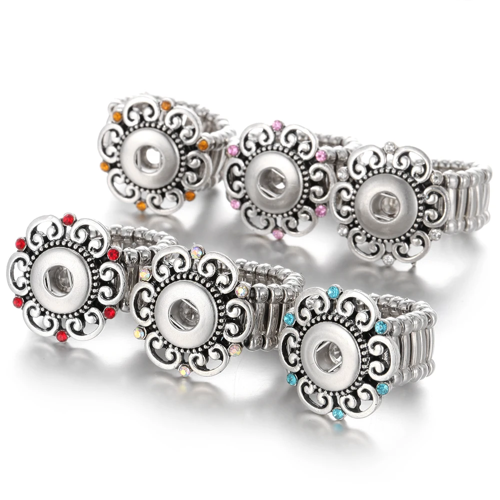 Новое кольцо с застежкой-кнопкой 12 мм ажурным кристаллом мини-кольцо застежкой