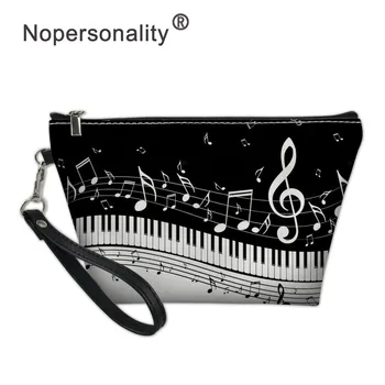 

Nopersonality Piano and Guitar Printed Cosmetic Bag Leather Makeup Bag for Women Small Novelty Dog Travel Make Up Bag Organizer