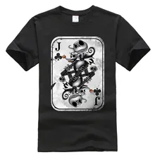 Джек Скеллингтон игральных карт футболка с рисунком тыквы для Хэллоуина футболка King Для мужчин короткий рукав, из хлопка, с круглым вырезом, футболки, топы в уличном стиле