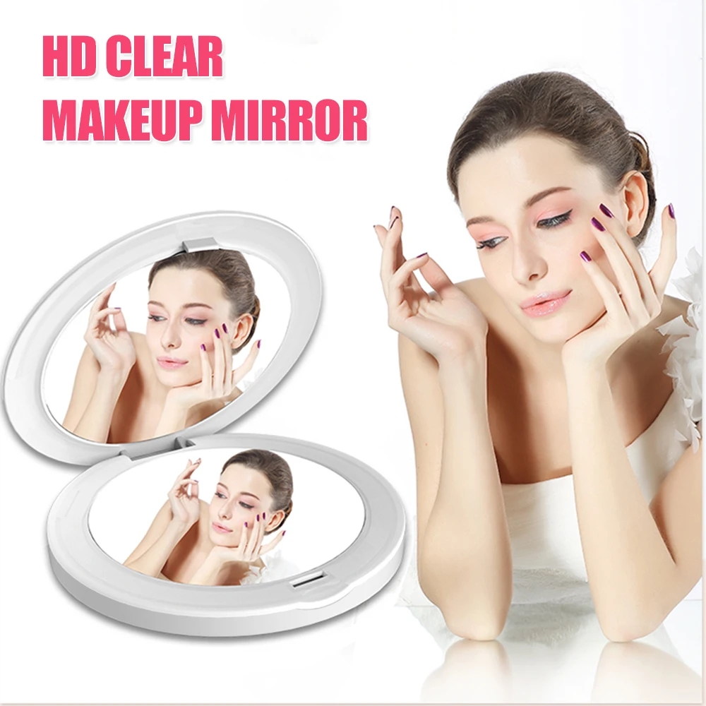 TOUCHBeauty светодиодный зеркало для макияжа, 1X 2X косметическое зеркало, 3,5 дюймов зеркало с подсветкой с USB зарядным устройством для сумки карман путешествия 1275B