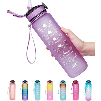 

1000ml Water Bottle Flip Cover Bounce Cup Lock Cover Rope Plastic Cup Suitable for Travel Outdoor Mountaineering Water Cup