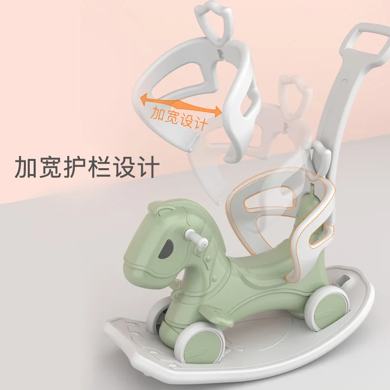 

[Optimal Squeak] War Horses Trojan Children Indoor Shake Carriage Extra-large Luge Baby Toy