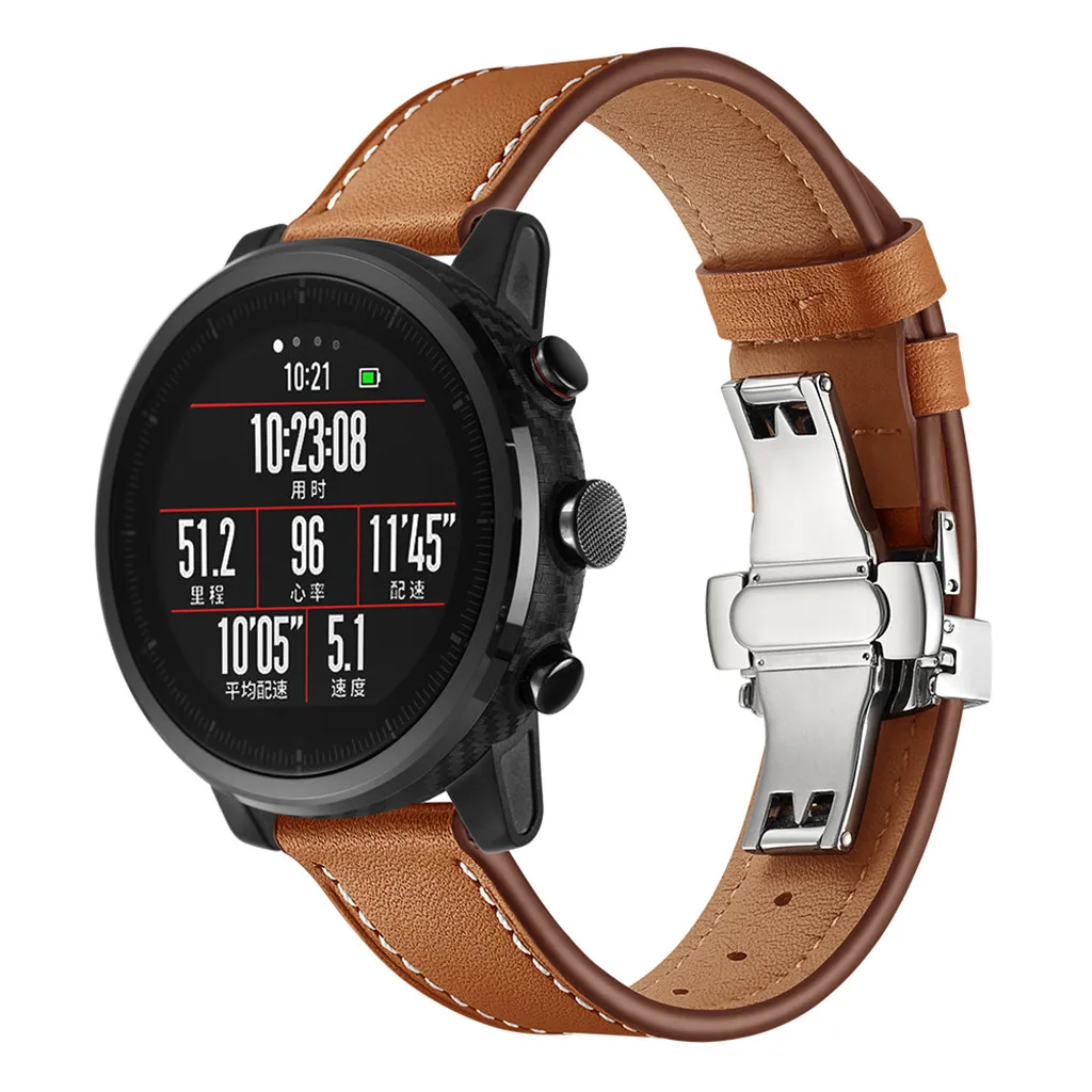 Роскошный кожаный ремешок для Xiaomi Huami AMAZFIT 2/2S Stratos, сменный Браслет, стальной ремешок с пряжкой, браслет на запястье