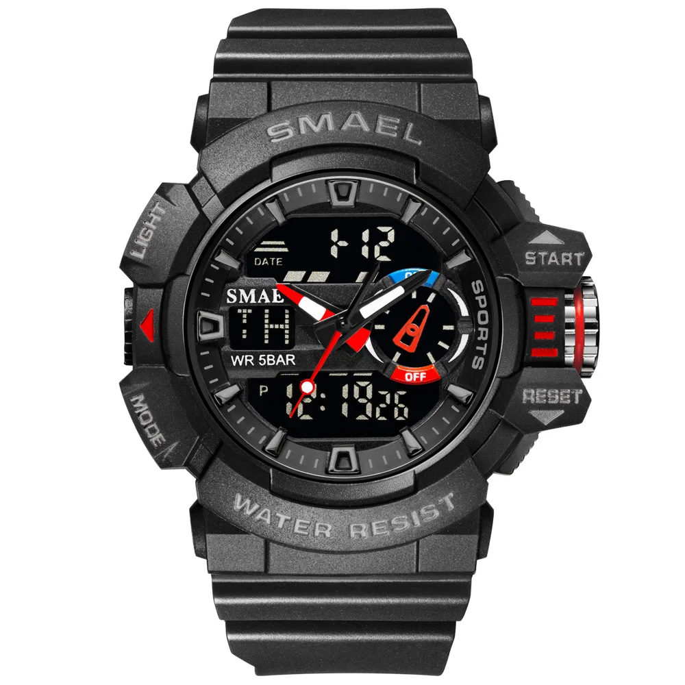 SMAEL Military Watches Men Sport Watch Waterproof Wristwatch Stopwatch Alarm LED Light Digital Watches Men's Big Dial Clock 8043 