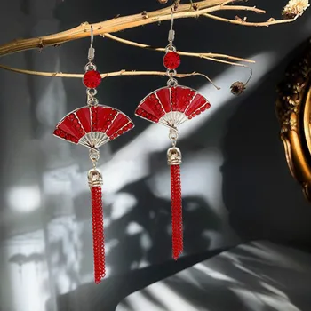 

2020 New Dao Chinese Ma Dan Peking Opera Facial Makeup Red Sterling Silver Earrings Ancient