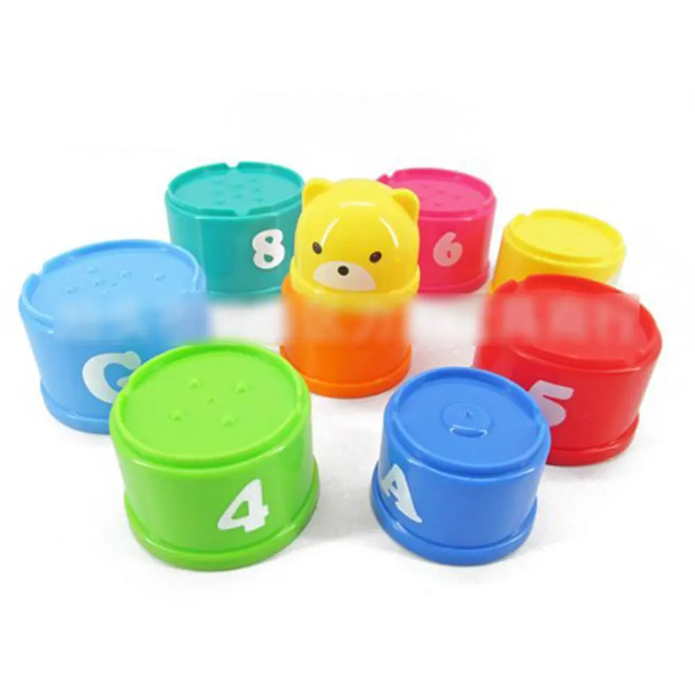 8PCS Stacking Cups Educational Baby Toys Bathtub Toys Figures Letters Stack Cup Tower Children Early Intelligence
